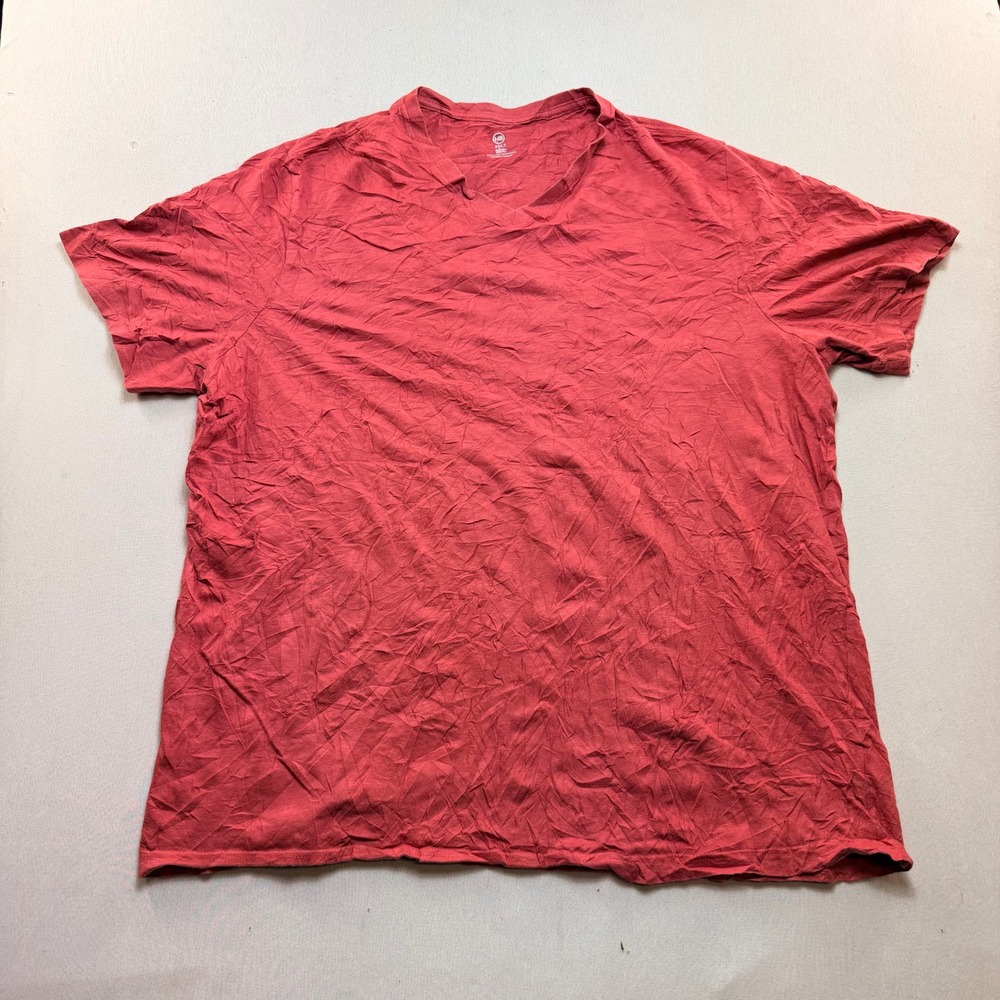 Harbor Bay T-Shirt Mens 3XL Tall Red Good V-Neck Short Sleeve Cotton Tee